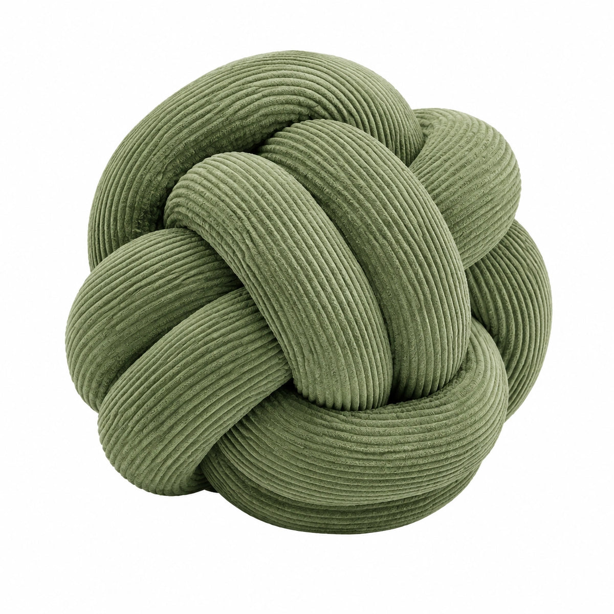 Cuscino decorativo annodato 30 cm in velluto a coste verde salvia morbido