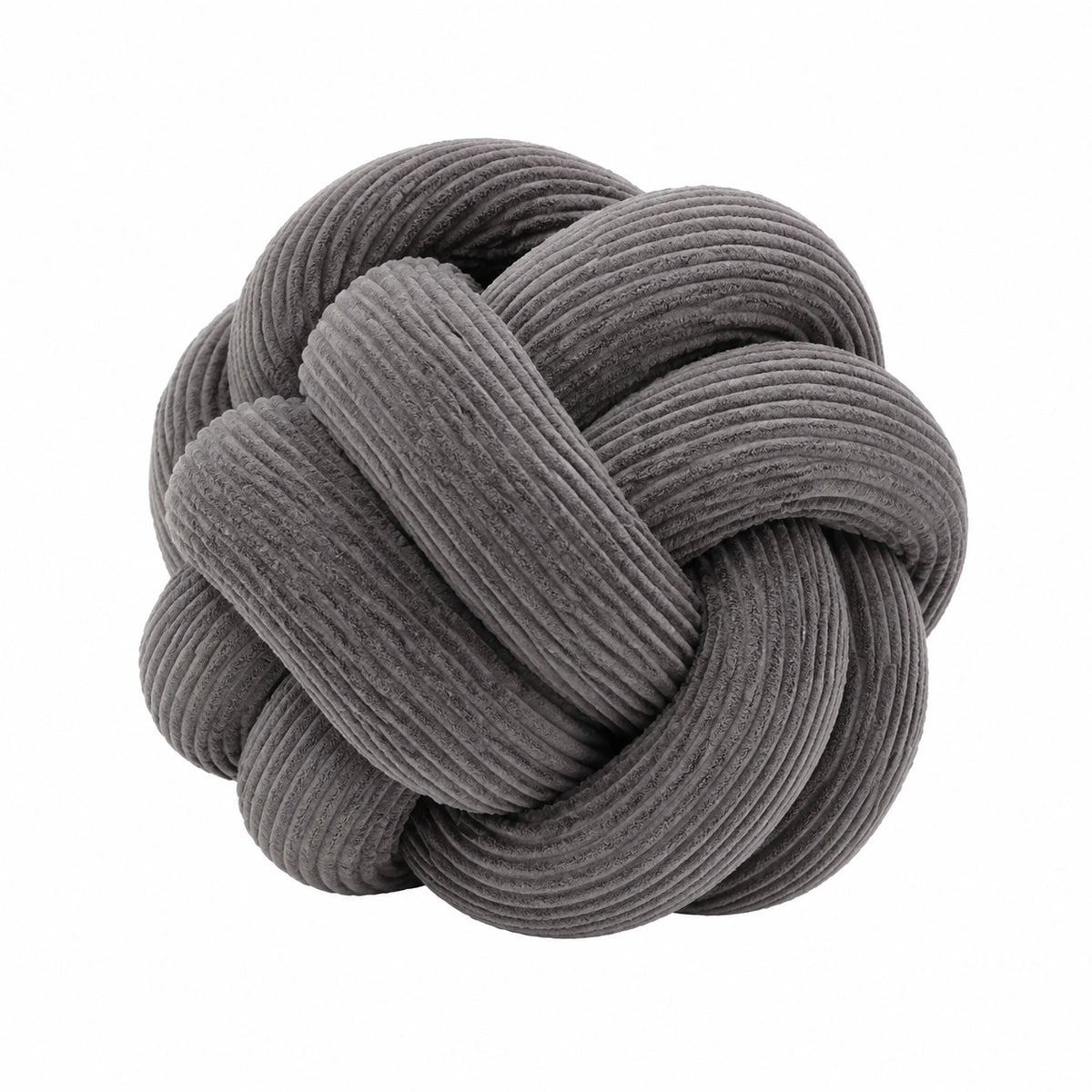 Cuscino decorativo a nodo 30 cm in velluto a coste grigio - morbido per divano e letto