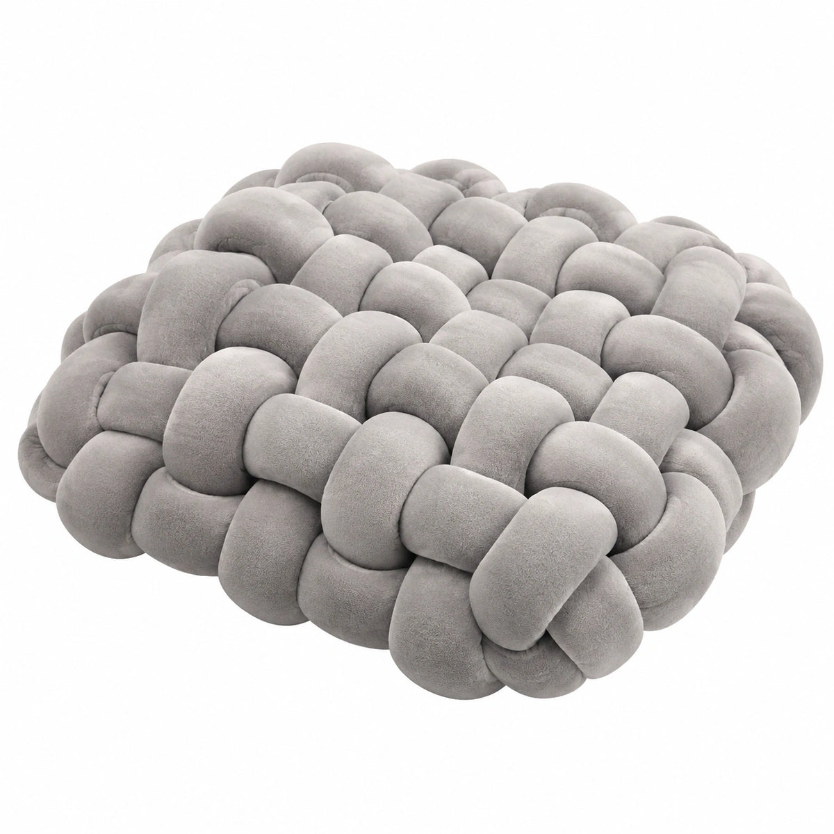 Cuscino decorativo annodato 45 x 45 cm in tessuto grigio effetto velluto - stile moderno