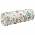 Cuscino cilindrico 20 x 50 cm in tessuto beige con stampa foglie decorative
