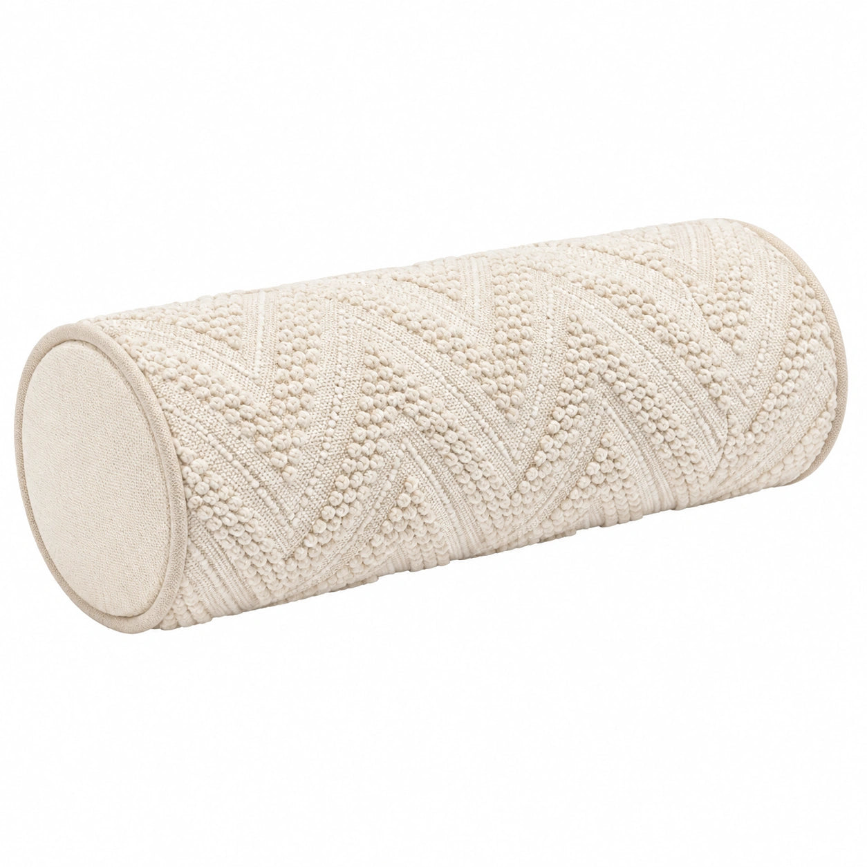 Cuscino cilindrico 20 x 50 cm in cotone avorio stile boho