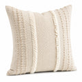 Set di 2 cuscini decorativi 45 x 45 cm in tessuto beige con frange stile boho