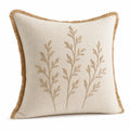 Cuscino decorativo 45 x 45 cm in tessuto beige con ricamo vegetale - stile naturale