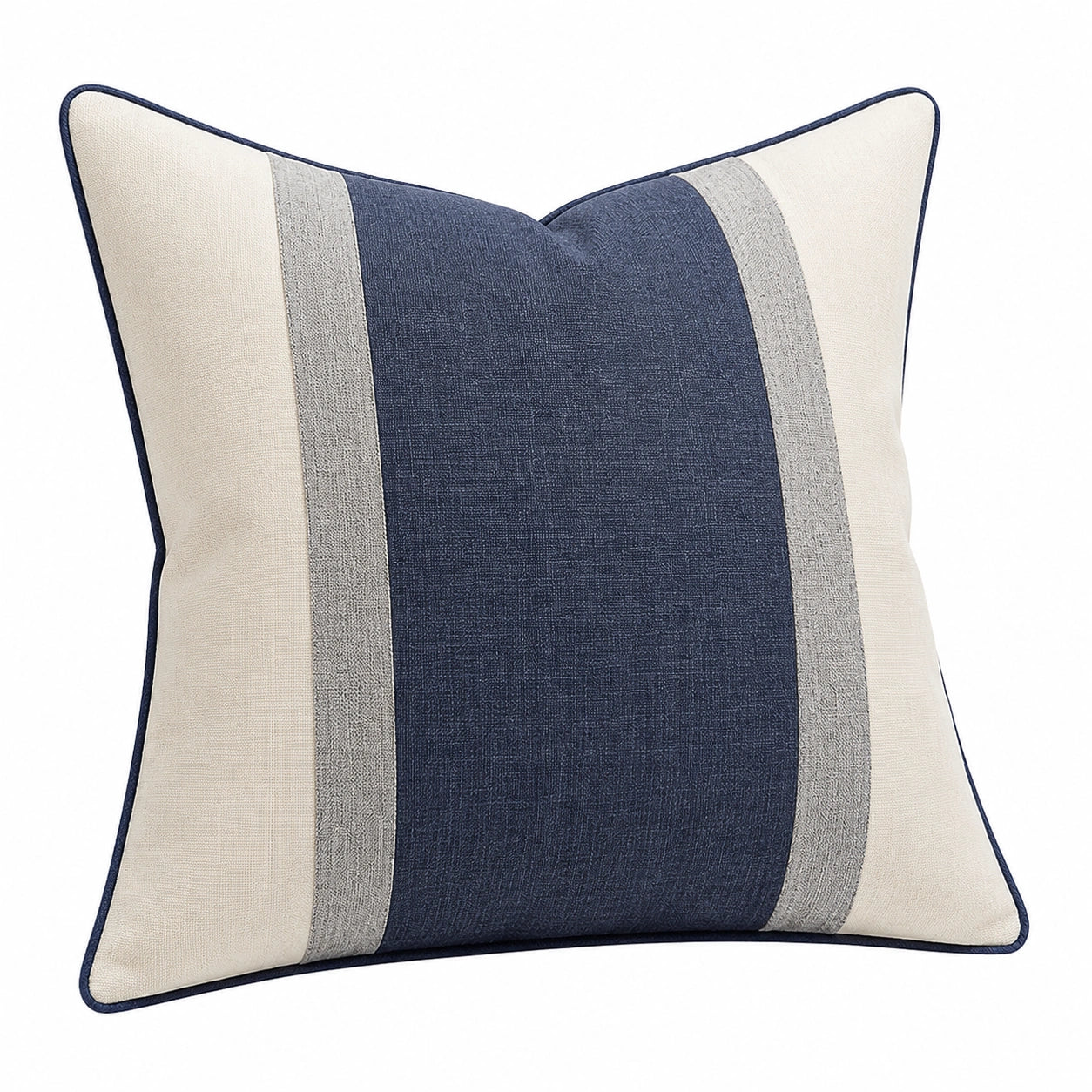 Cuscino decorativo 45 x 45 cm in tessuto blu avorio e grigio stile moderno