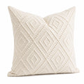 Cuscino decorativo 45 x 45 cm in tessuto écru con motivo geometrico a rilievo