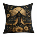 Cuscino decorativo 45 x 45 cm in poliestere nero e oro con stampa falena floreale