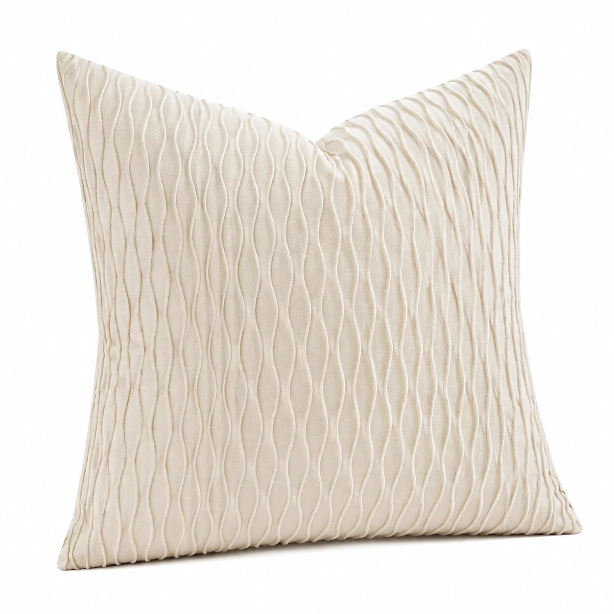Cuscino decorativo 45 x 45 cm in tessuto avorio con texture ondulata