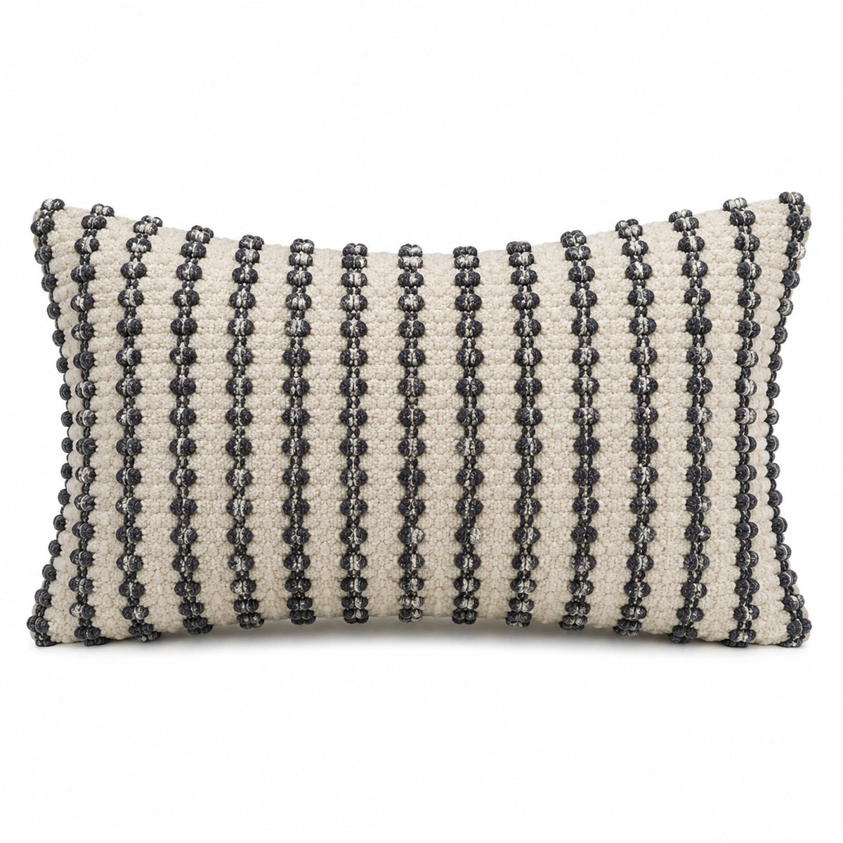 Cuscino decorativo 50 x 30 cm in tessuto bouclé avorio e nero per divano stile materico