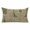 Cuscino decorativo 50 x 30 cm in tessuto verde e beige con rilievi geometrici