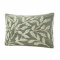 Cuscino decorativo 50 x 30 cm in velluto verde salvia con ricamo foglie