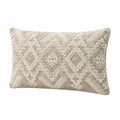 Cuscino decorativo 50 x 30 cm in cotone beige con motivo geometrico in rilievo