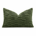 Cuscino decorativo 50 x 35 cm in tessuto verde con frange testurizzate