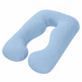 Cuscino gravidanza a U 140 cm azzurro in tessuto imbottito per il riposo