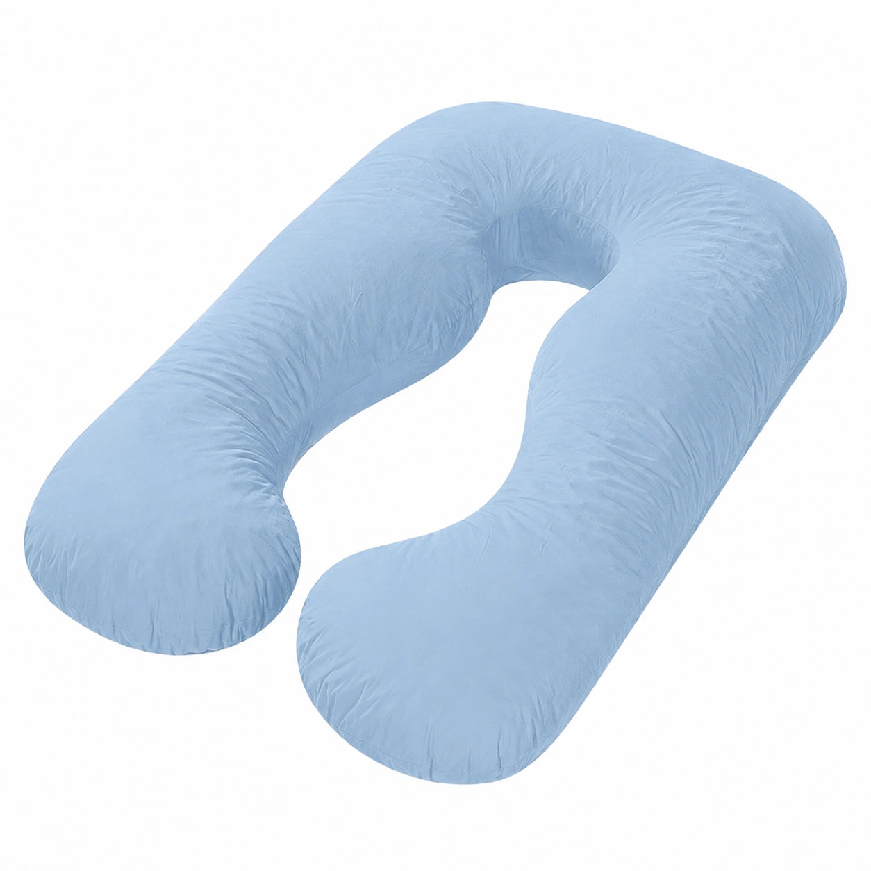 Cuscino gravidanza a U 140 cm azzurro in tessuto imbottito per il riposo