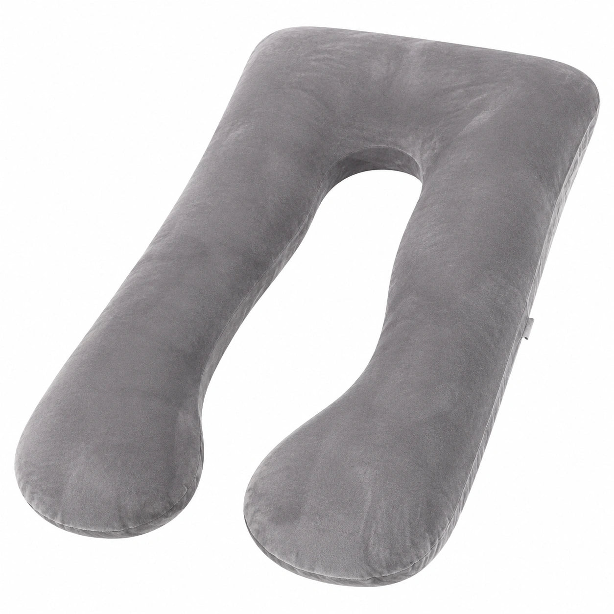 Cuscino gravidanza a U 140 cm in velluto grigio per supporto corpo