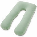 Cuscino gravidanza a U 140 cm in tessuto verde salvia supporto avvolgente