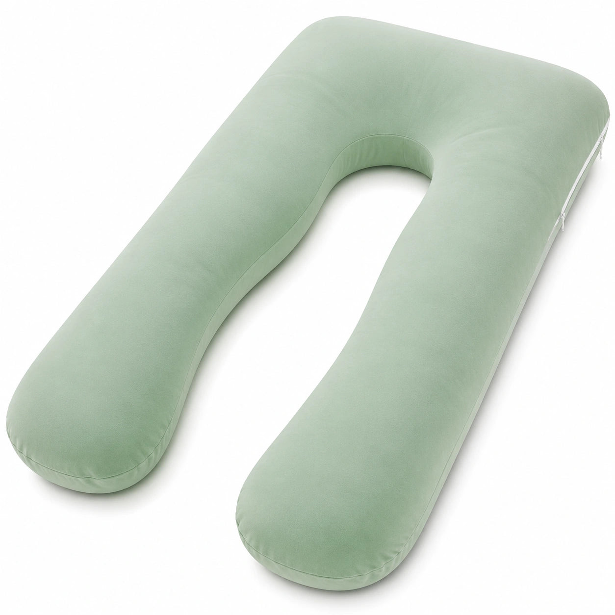 Cuscino gravidanza a U 140 cm in tessuto verde salvia supporto avvolgente