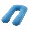 Cuscino a U 70 cm in tessuto vellutato blu per supporto del corpo