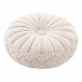 Cuscino decorativo rotondo 45 cm in tessuto lavorato beige stile boho