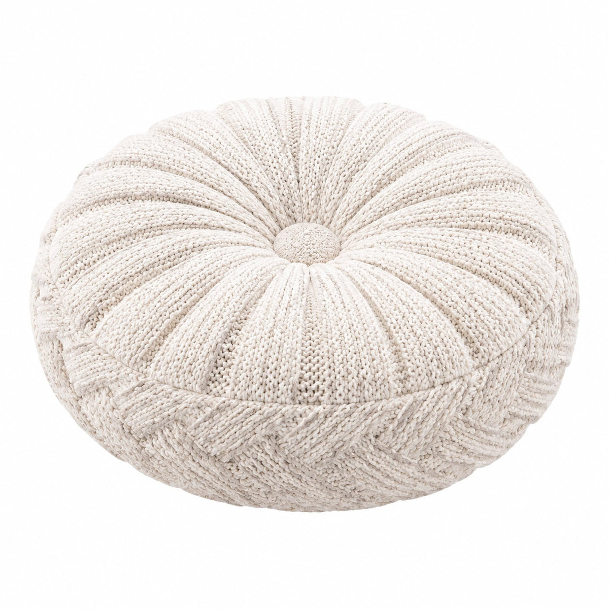 Cuscino decorativo rotondo 45 cm in tessuto lavorato beige stile boho