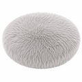 Cuscino rotondo diametro 40 cm in tessuto effetto pelliccia grigio morbido decorativo
