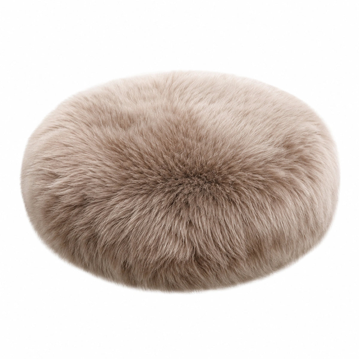 Cuscino decorativo rotondo 45 cm effetto pelliccia beige morbido