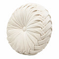 Cuscino decorativo rotondo 45 cm in velluto beige con plissettatura stile moderno