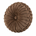 Cuscino decorativo rotondo 40 cm in velluto marrone con pieghe stile floreale